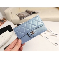 Discount Chanel classic card holder AP0374 sky blue