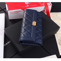 Luxury Chanel Calfskin Leather & Gold-Tone Metal A80286 blue