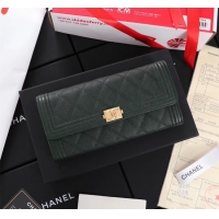 Perfect Chanel Calfskin Leather & Gold-Tone Metal A80286 Blackish green