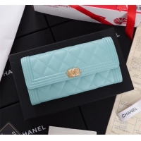 Discount Chanel Calfskin Leather & Gold-Tone Metal A80286 sky blue