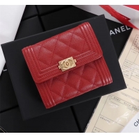 Discount Chanel Calfskin Leather & Gold-Tone Metal A80734 red