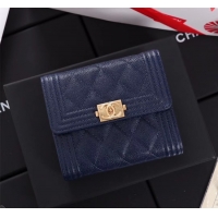 Trendy Design Chanel Calfskin Leather & Gold-Tone Metal A80734 blue