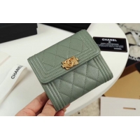 Fashion Chanel Calfskin Leather & Gold-Tone Metal A80734 light green