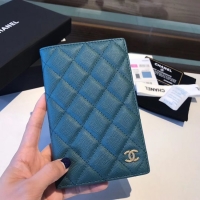 New Stylish Chanel Calfskin Leather & Gold-Tone Metal Wallet A80385 Blue