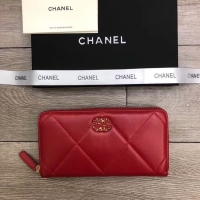 Good Quality Chanel sheepskin & Gold-Tone Metal Wallet A6870 red