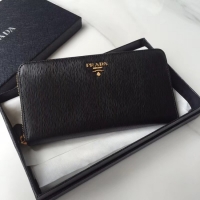 Discount Prada Leather Large Zippy Wallets 1ML505 black