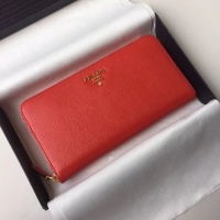 Best Product Prada Leather Large Zippy Wallets 1ML505 red