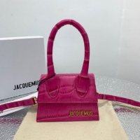 Top Quality Jacquemus Leather Le Chiquito Micro Bag Croco Pattern J99314 Fuchsia