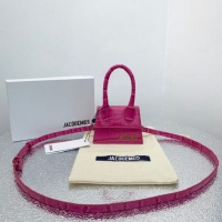 Top Quality Jacquemus Leather Le Chiquito Micro Bag Croco Pattern J99314 Fuchsia