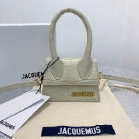 Discount Jacquemus Leather Le Chiquito Micro Bag Croco Pattern J99314 White