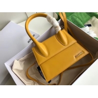 Top Quality Jacquemus Original Leather Top Handle Bag J76235 Yellow