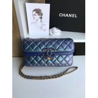 Classic Hot Chanel flap bag Lambskin & Gold-Tone Metal 57275 blue