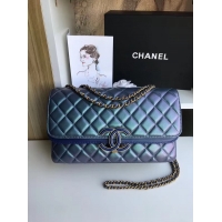 High Quality Chanel flap bag Lambskin & Gold-Tone Metal 57276 blue