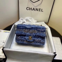 Grade Quality CHANEL Tweed Calfskin -Tone & Gold-Tone Metal AS1116 electric blue