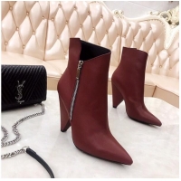 Wholesale Saint Laurent Heel 10.5cm Niki Wedge Booties YSL8970 Burgundy 2019