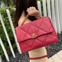 Crafted Chanel 19 flap bag AS1161 red