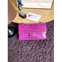 New Style Chanel Classic Flap Bag Original Alligator & Gold-Tone Metal A01112 Lavender