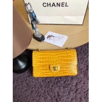 Good Product Chanel Classic Flap Bag Original Alligator & Gold-Tone Metal A01112 lemon