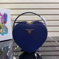 Luxury Prada Saffiano Original Leather Tote Heart Bag 1BH144 Blue