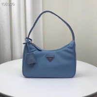 Top Design Prada Nylon tote bag 1NE515 light blue