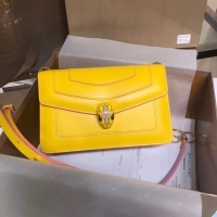 Good Quality BVLGARI Serpenti Forever metallic-leather shoulder bag 39174 yellow