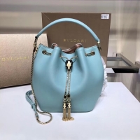 Luxury BVLGARI Serpenti Forever leather flap bag B287614 sky blue