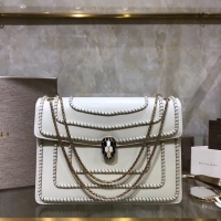 Discount BVLGARI Medium Shoulder Bag Calfskin Leather BG22890 white