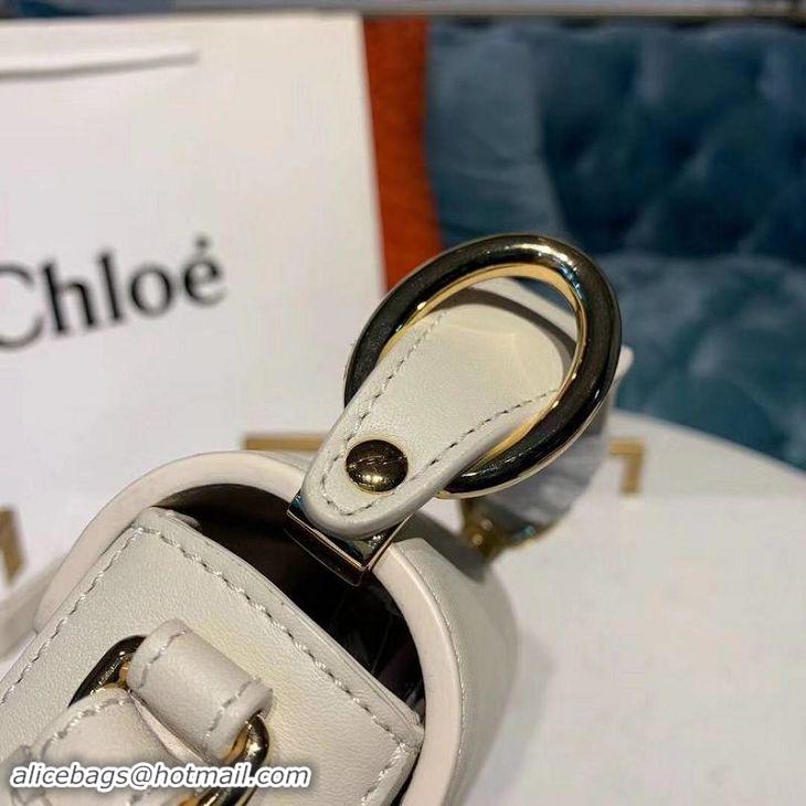 Affordable Price Chloe Original Calfskin Leather Top Handle Small Bag 3S030 White