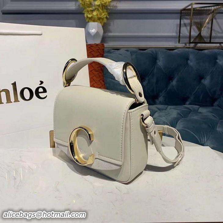 Affordable Price Chloe Original Calfskin Leather Top Handle Small Bag 3S030 White