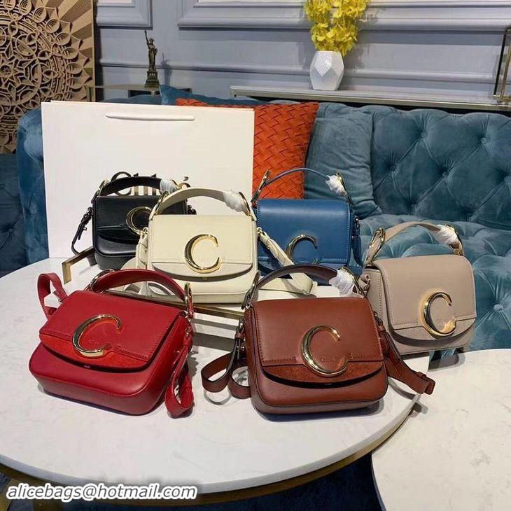 Purchase Chloe Original Calfskin Leather Top Handle Small Bag 3S030 Red