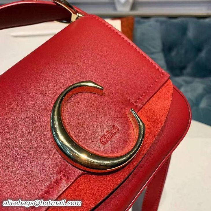 Purchase Chloe Original Calfskin Leather Top Handle Small Bag 3S030 Red