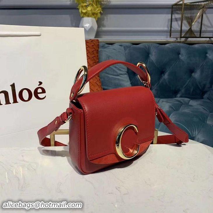 Purchase Chloe Original Calfskin Leather Top Handle Small Bag 3S030 Red