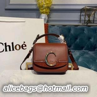 Stylish Chloe Original Calfskin Leather Top Handle Small Bag 3S030 Brown