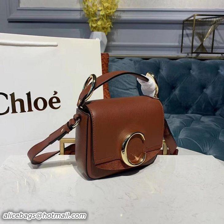 Stylish Chloe Original Calfskin Leather Top Handle Small Bag 3S030 Brown