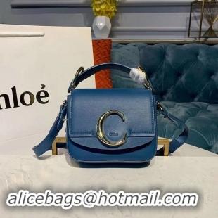 Good Quality Chloe Original Calfskin Leather Top Handle Small Bag 3S030 Blue