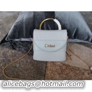 Good Quality Chloe Small Aby Lock Chain Bag in Embossed Lizard Effect on Calfskin & Goatskin 3S035 Light Blue