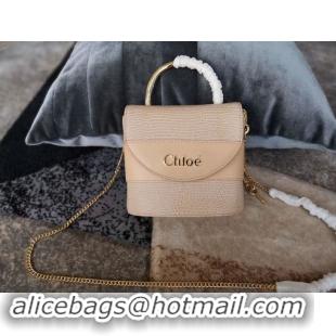 Sumptuous Chloe Small Aby Lock Chain Bag in Embossed Lizard Effect on Calfskin & Goatskin 3S035 Apricot