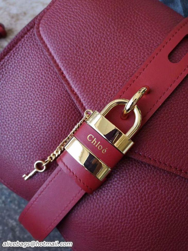 Pretty Style Chloe Original Buckskin Leather Lock Bag 3S088 Red