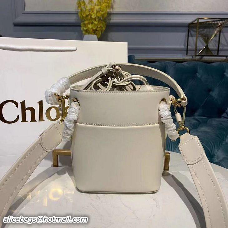 Unique Style Chloe Roy Mini Smooth Leather Bucket Bag 3S508 White