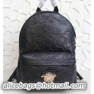 Top Quality Versace Original Embossed Medusa Head Backpack V1986 Black