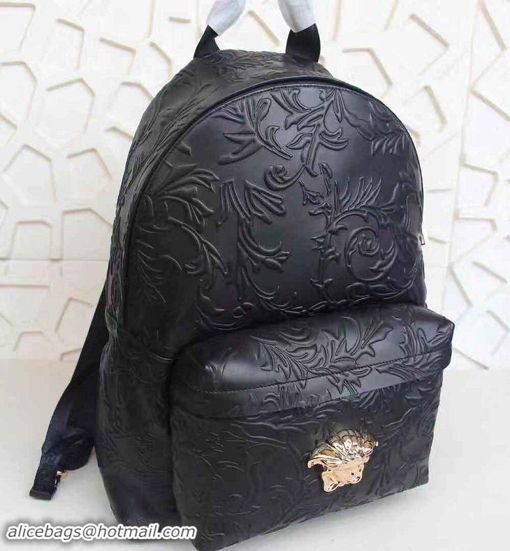 Top Quality Versace Original Embossed Medusa Head Backpack V1986 Black