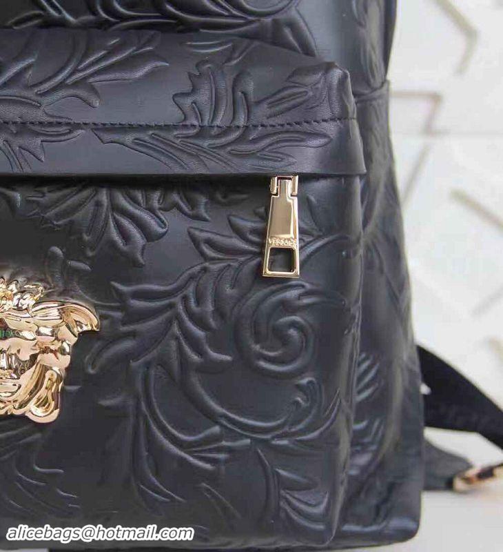 Top Quality Versace Original Embossed Medusa Head Backpack V1986 Black