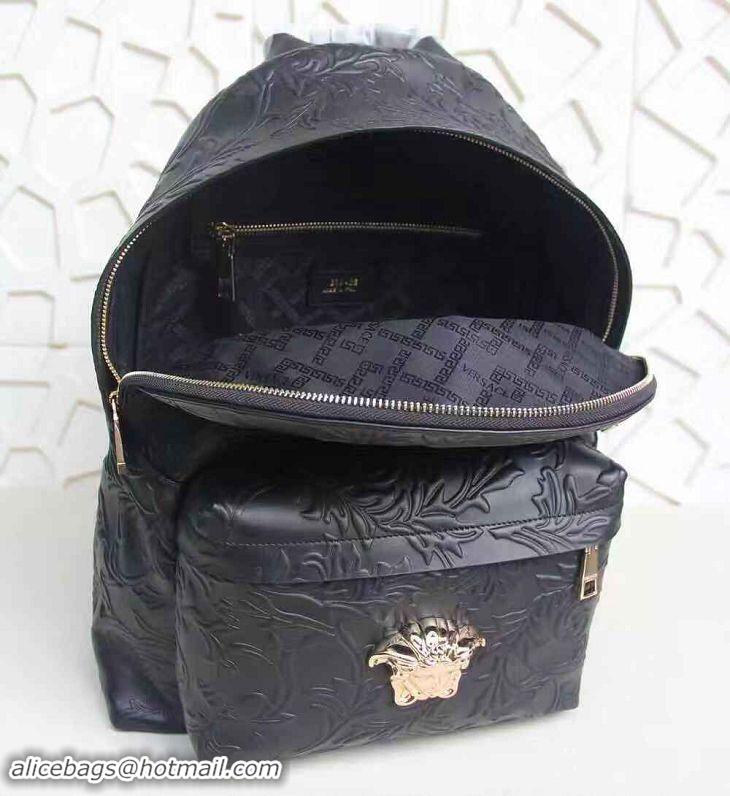 Top Quality Versace Original Embossed Medusa Head Backpack V1986 Black