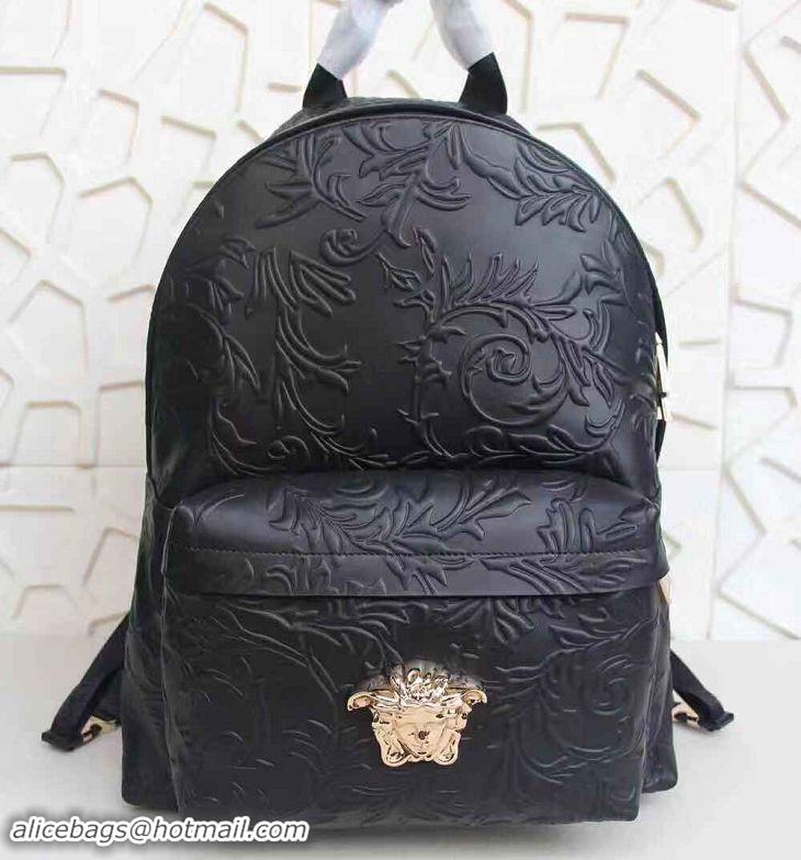 Top Quality Versace Original Embossed Medusa Head Backpack V1986 Black