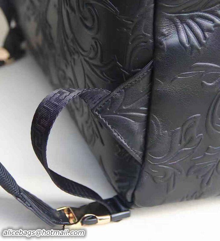 Top Quality Versace Original Embossed Medusa Head Backpack V1986 Black