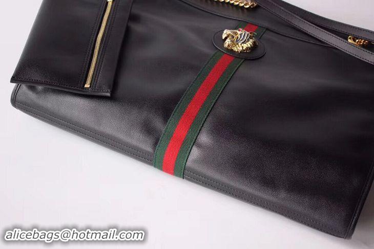 High Quality Gucci Original Calf Leather Tote Bag 517221 Black With Tiger Head