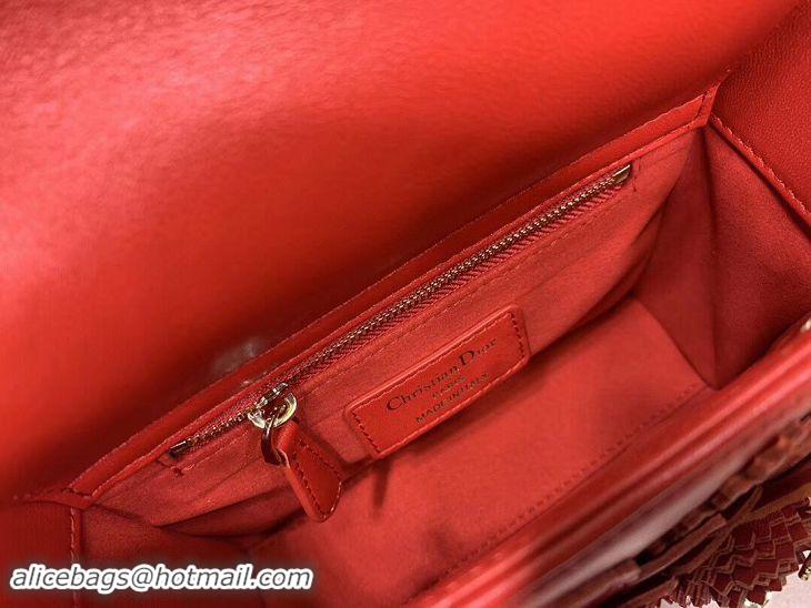 Pretty Style Dior MINI LADY DIOR CALFSKIN BAG M0505 red