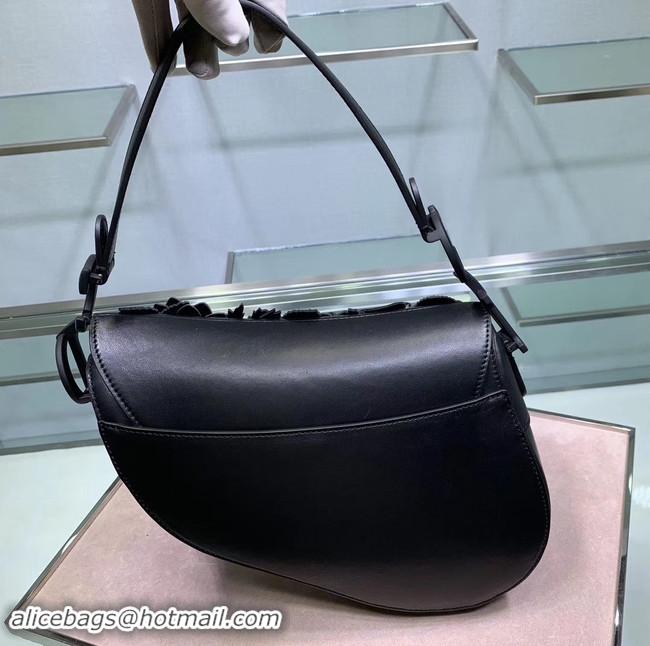 Fashion Dior SADDLE-TAS VAN KALFSLEER Bag Flower M0446C black