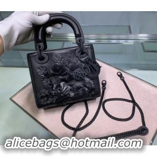 Low Price Dior MINI LADY DIOR CALFSKIN BAG Flower M0505 Black