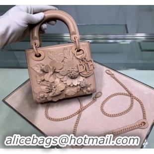 Best Grade Dior MINI LADY DIOR CALFSKIN BAG Flower M0505 Nude